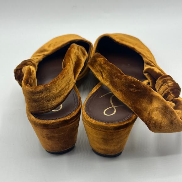 SAM EDELMAN Meredith Slingback Kitten Heels Velvet Cocoa Bronze Sz 8.5 - Picture 5 of 8